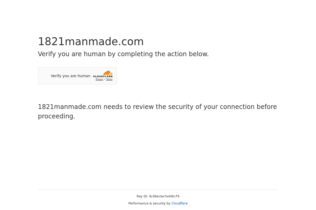 1821manmade.com homepage screenshot