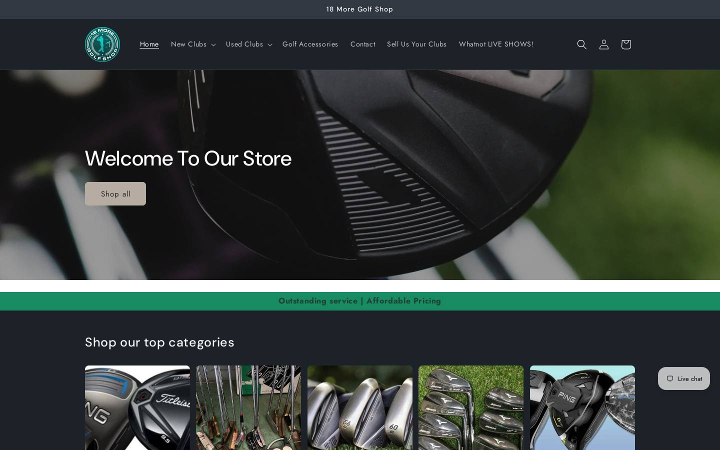 18moregolfshop.com homepage screenshot