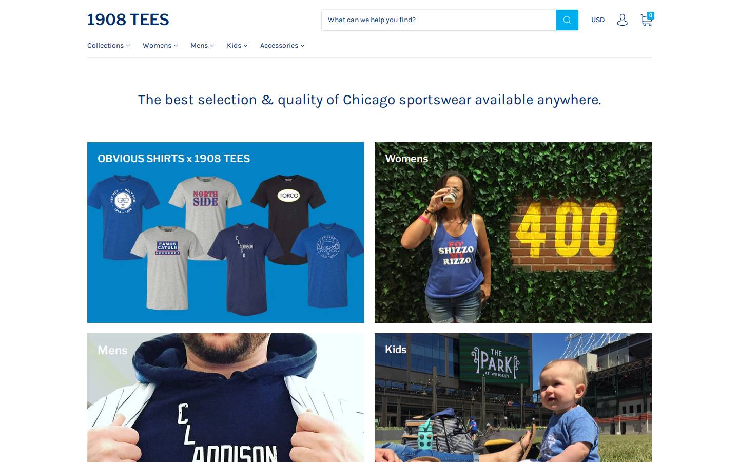 1908tees.com homepage screenshot