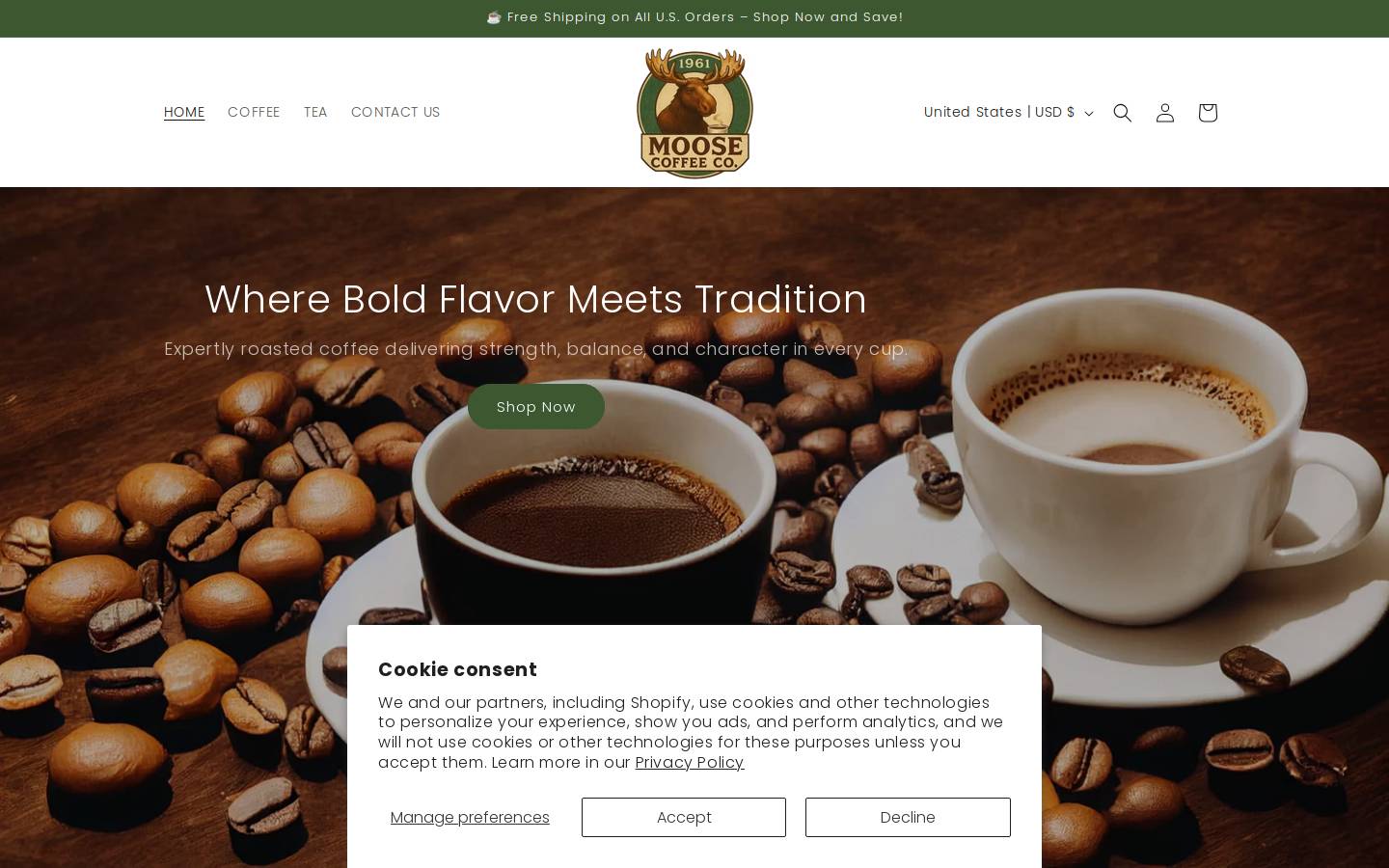 1961moosecoffeeco.com homepage screenshot