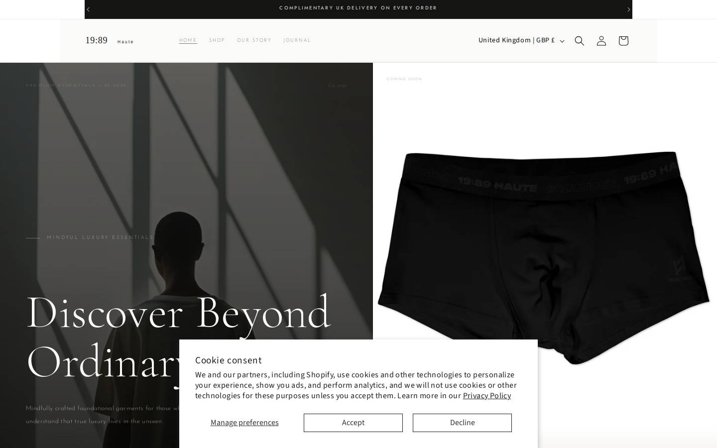 1989haute.com homepage screenshot