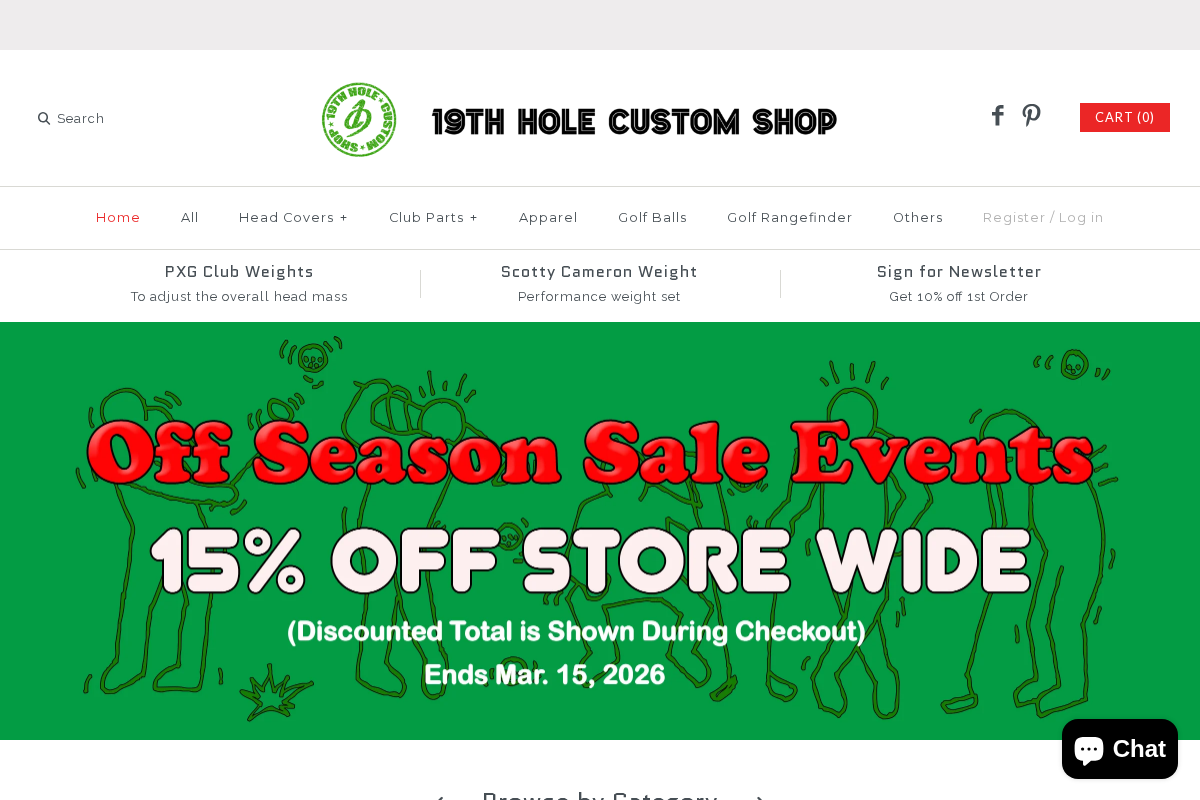 19thHoleCustomShop homepage screenshot