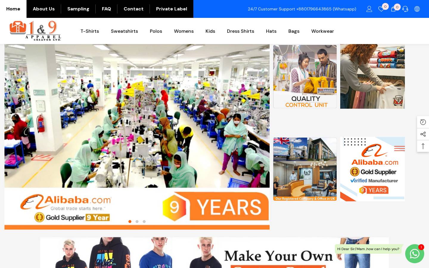 1and9apparel.com homepage screenshot