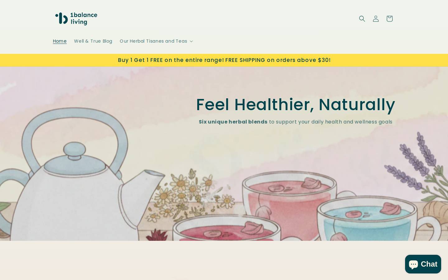 1balanceliving.com homepage screenshot