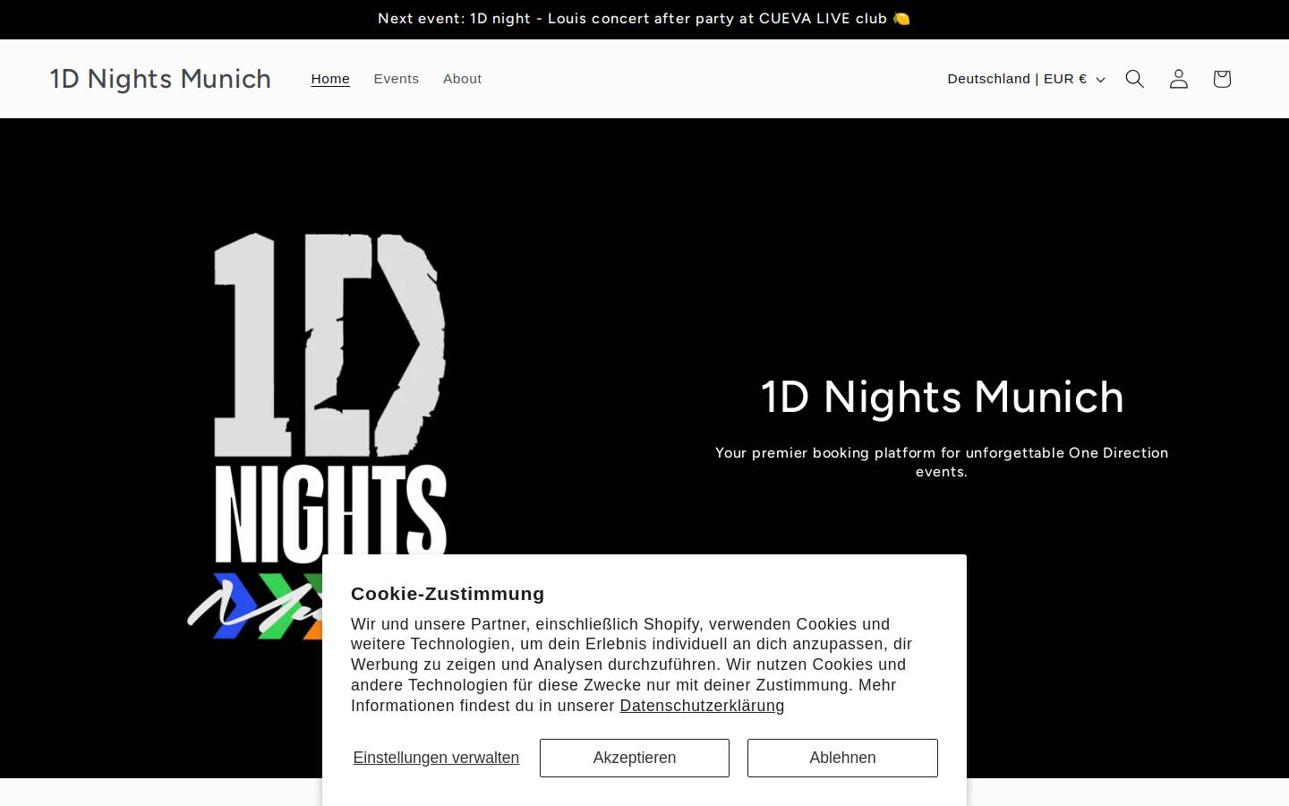 1dnights-munich.com homepage screenshot