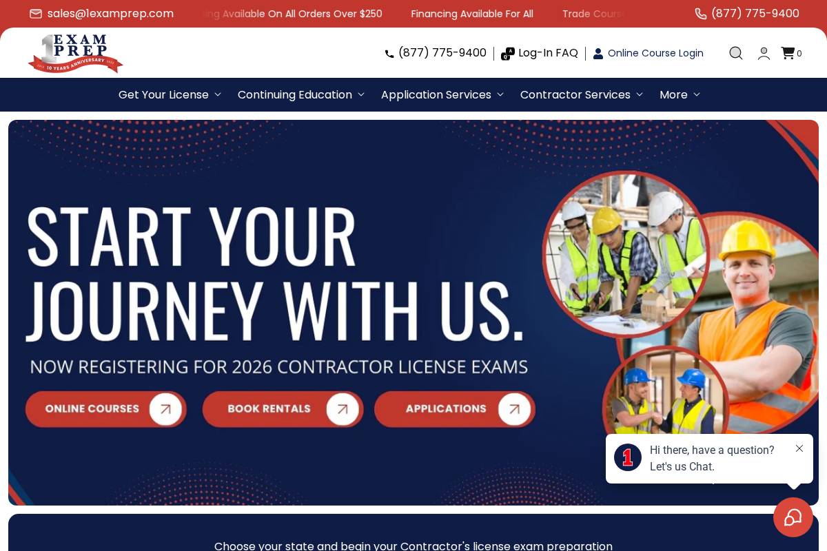 1examprep.com homepage screenshot