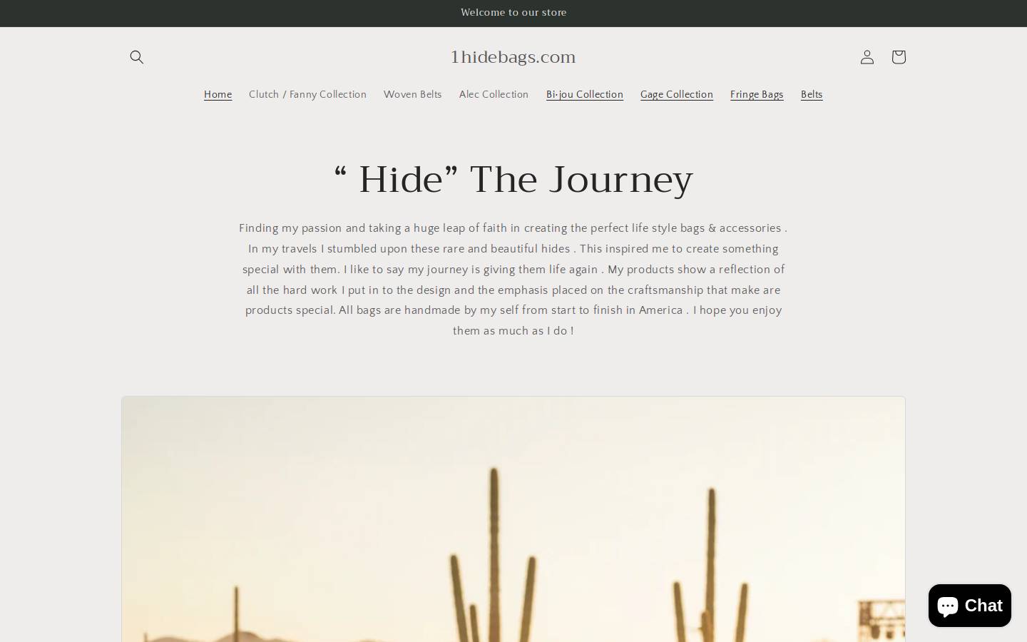 1hidebags.com homepage screenshot
