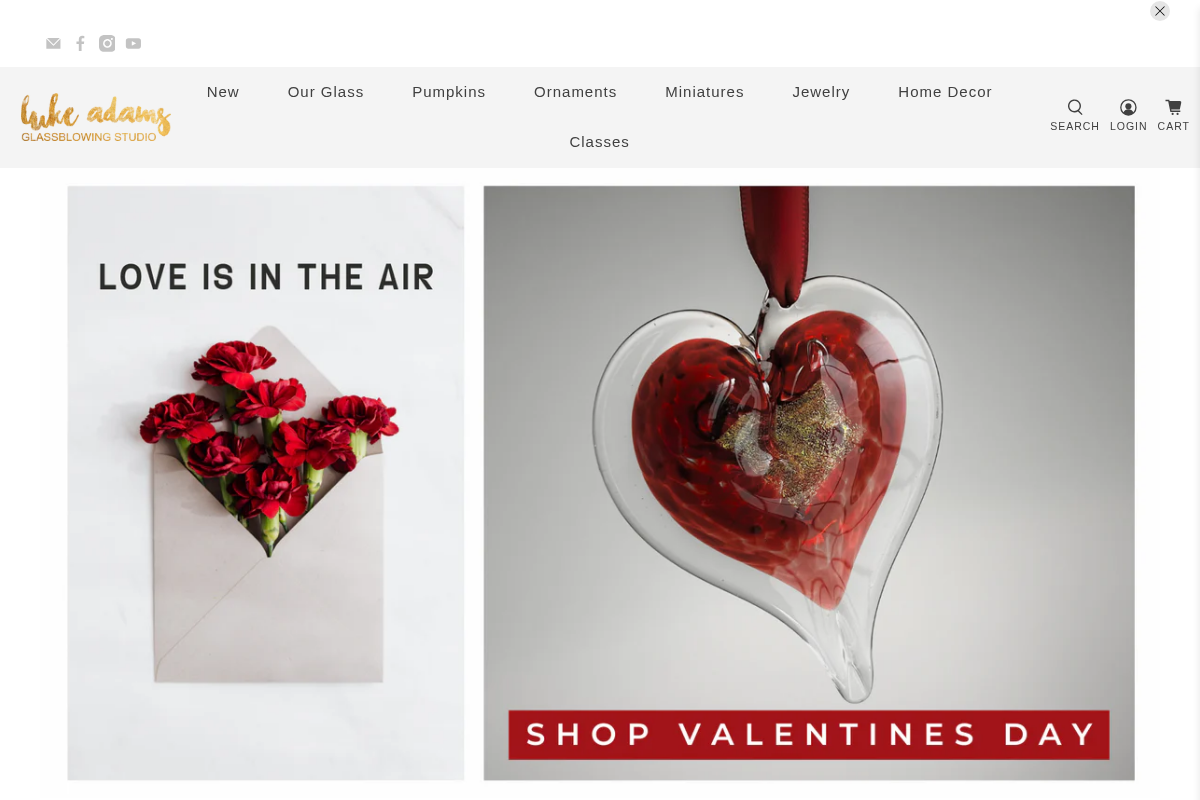 Luke Adams Glass Blowing Studio homepage screenshot