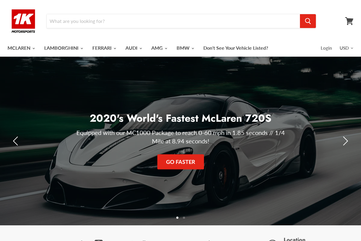 1K Motorsports homepage screenshot