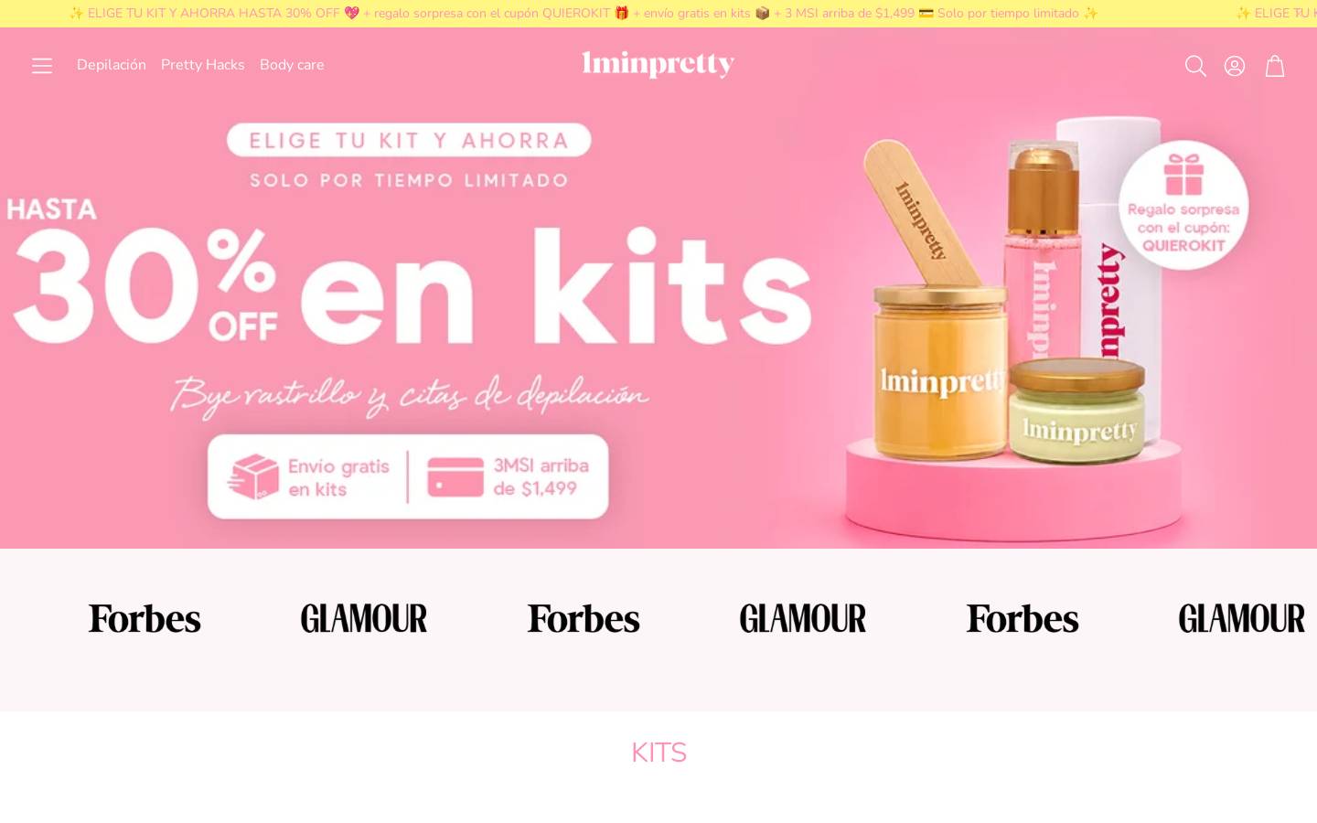 1minpretty.com homepage screenshot