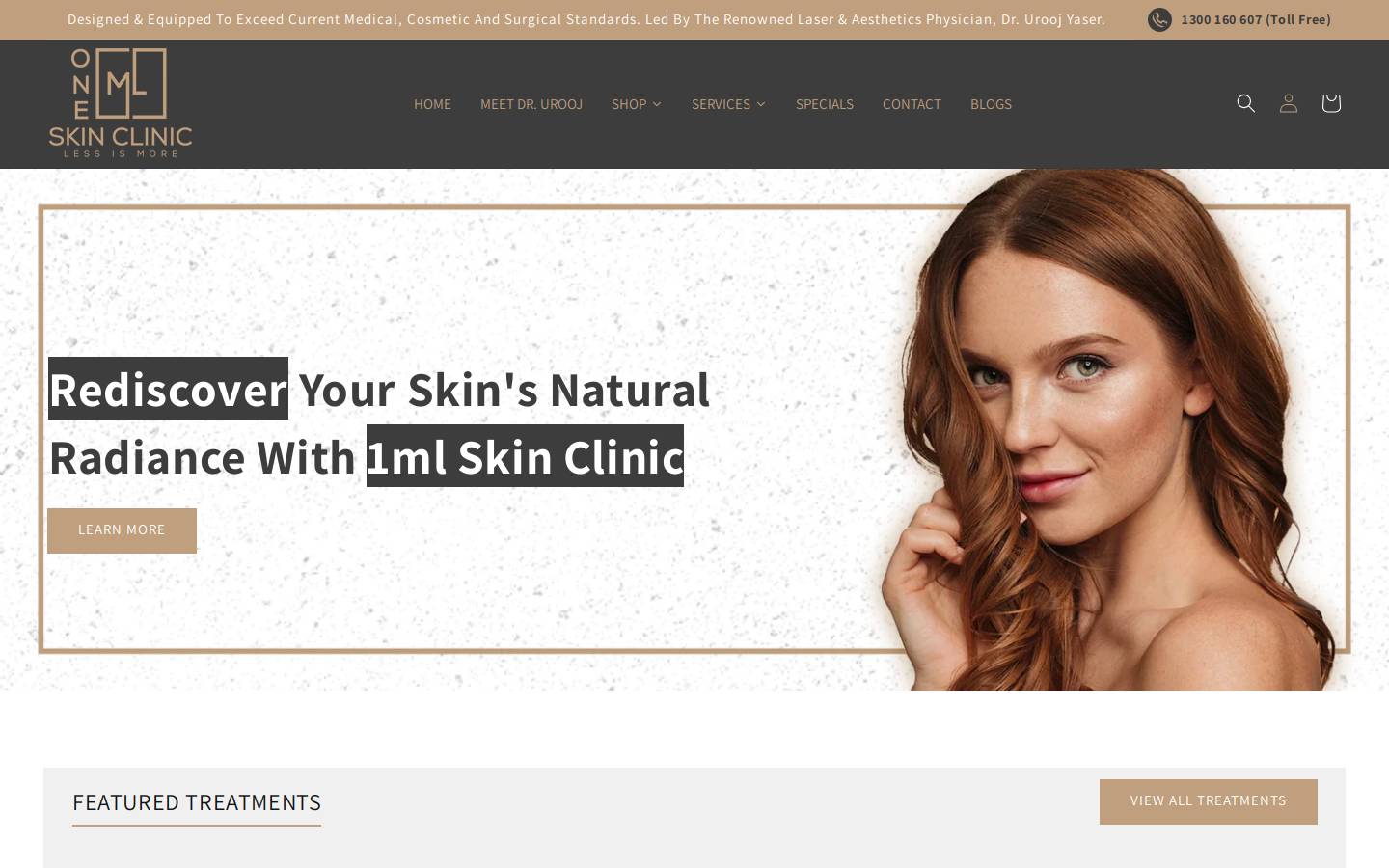 1mlskinclinic.com.au homepage screenshot
