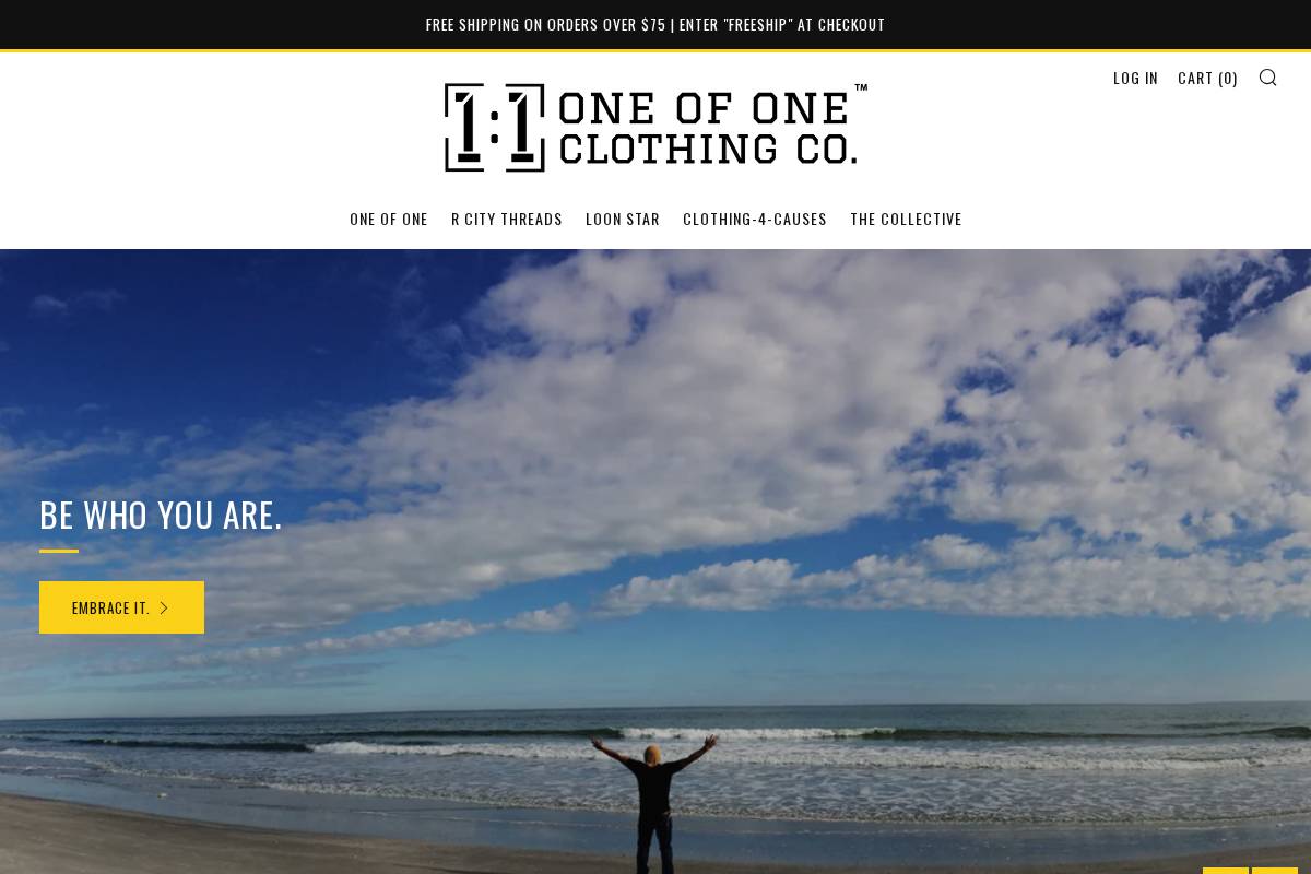 1of1clothing.com homepage screenshot