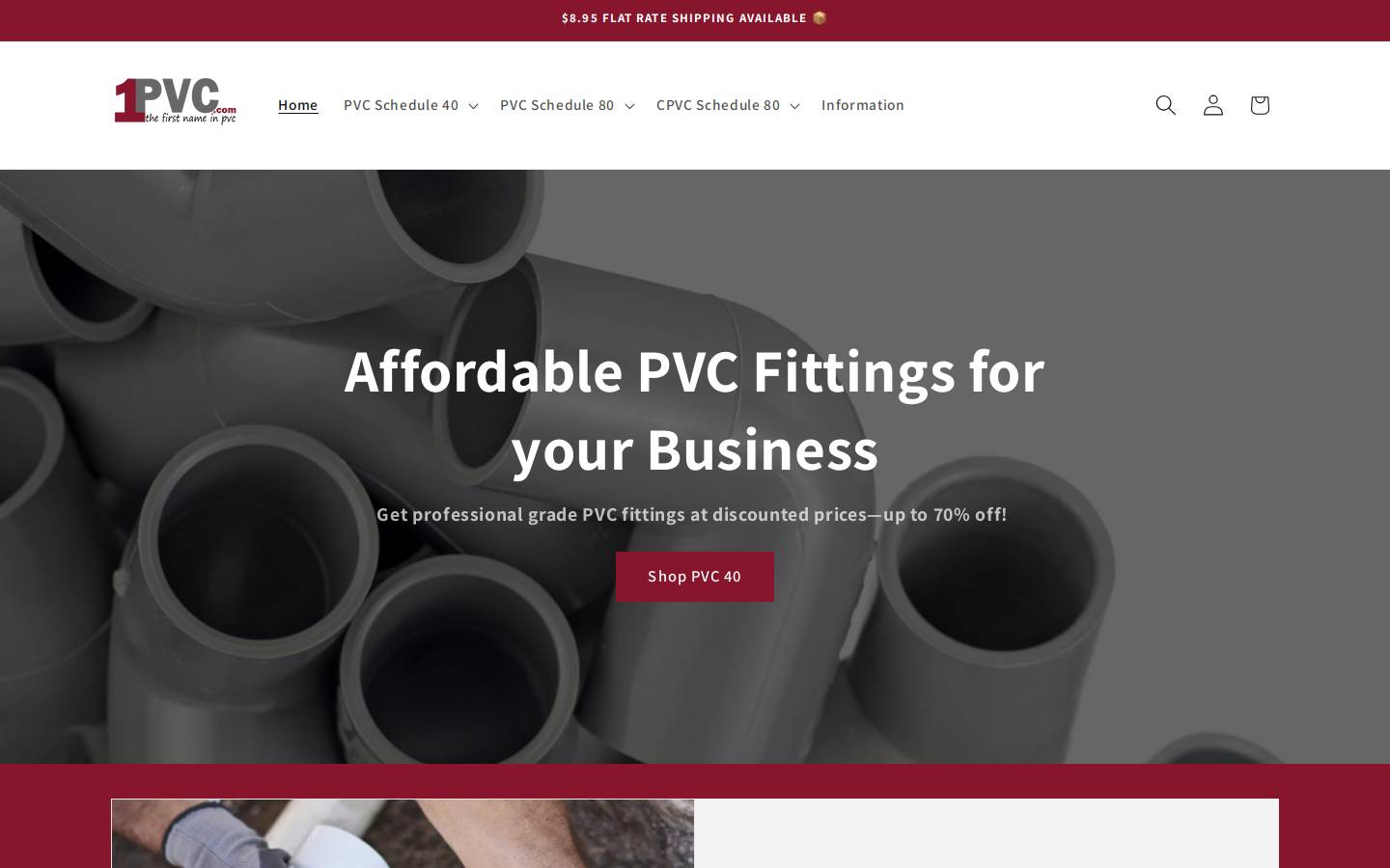 1pvc.com homepage screenshot