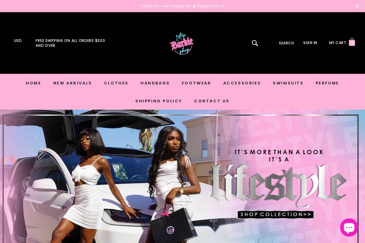 1stopbarbieshop.com homepage screenshot