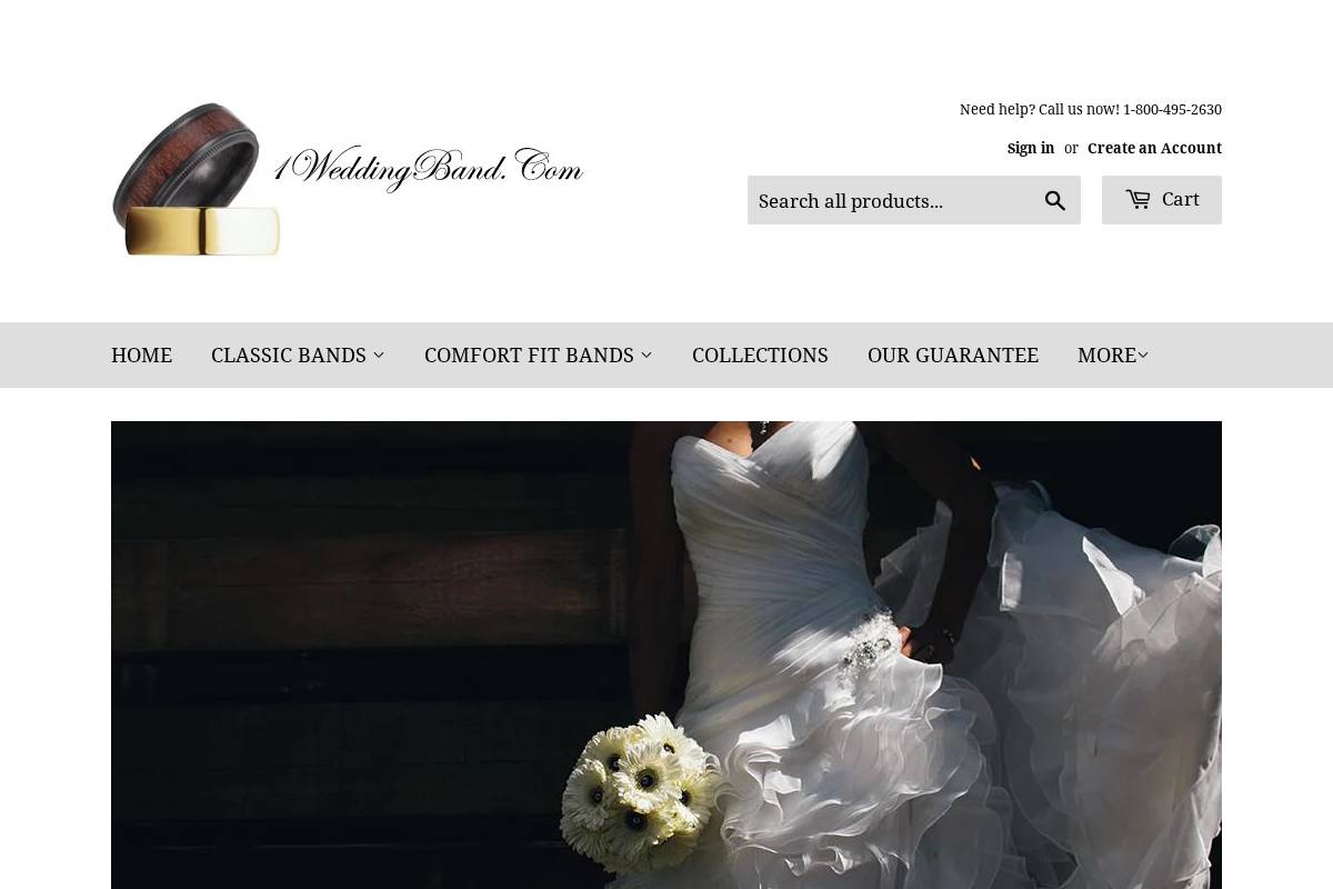 1weddingband.com homepage screenshot