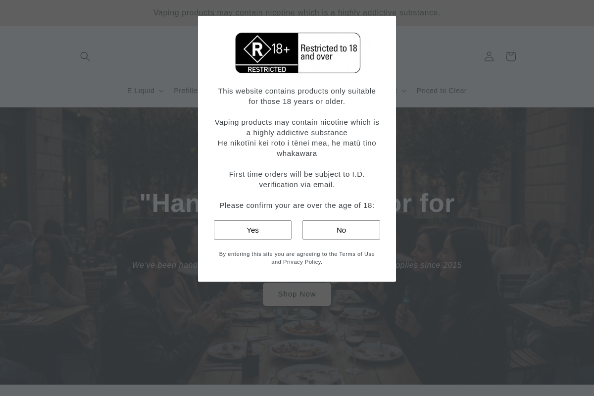 2020 Vapes homepage screenshot