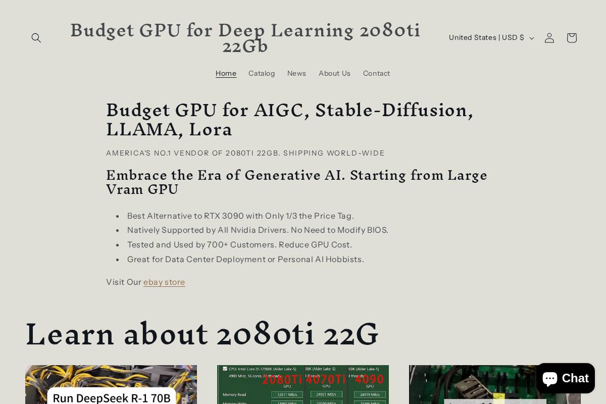 2080ti22g.com homepage screenshot