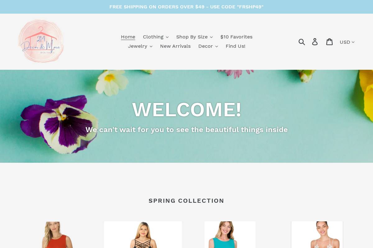 214decor.com homepage screenshot