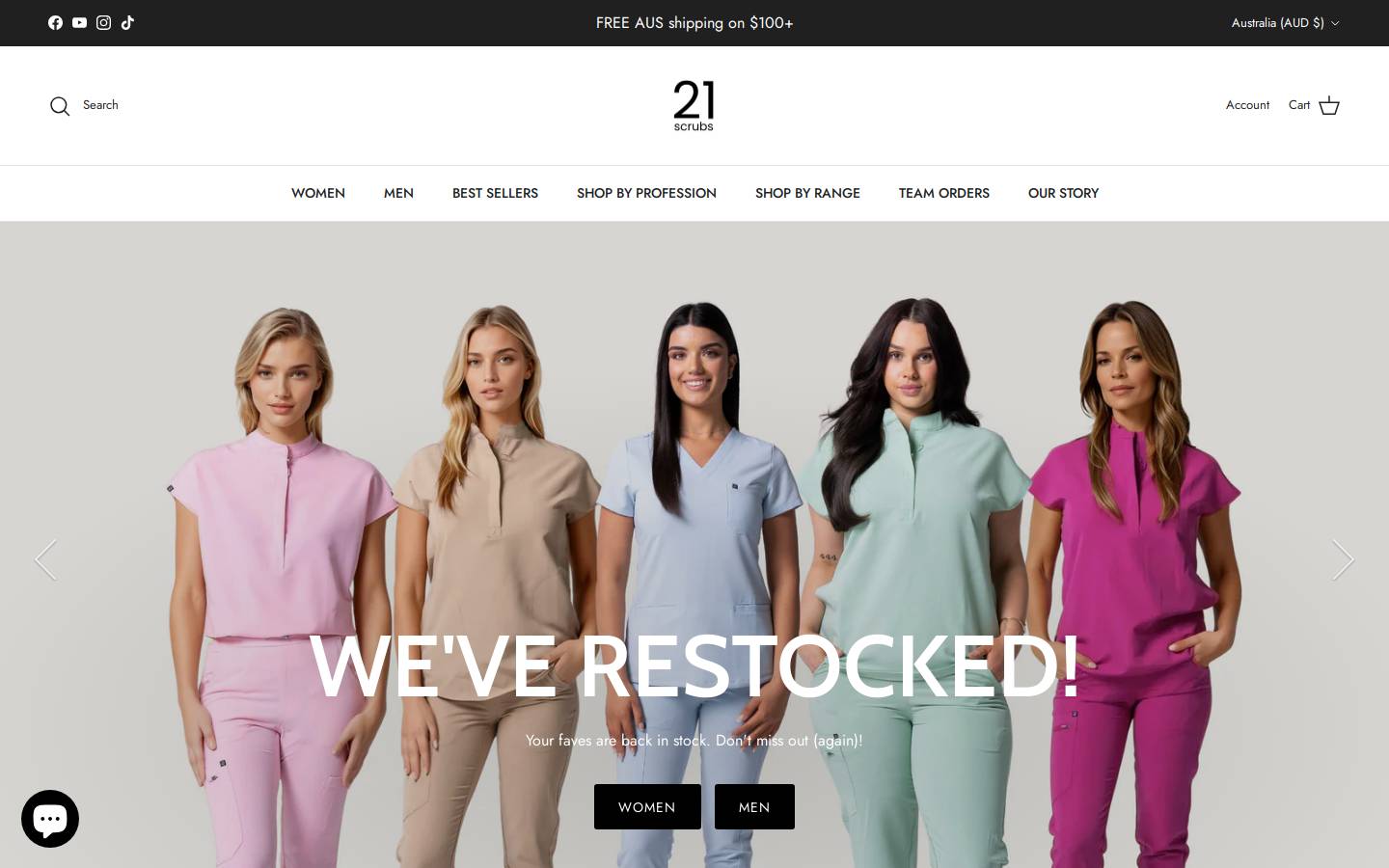 21scrubs.com homepage screenshot