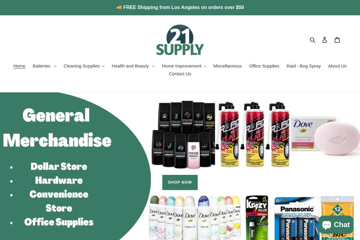 21supply.com homepage screenshot