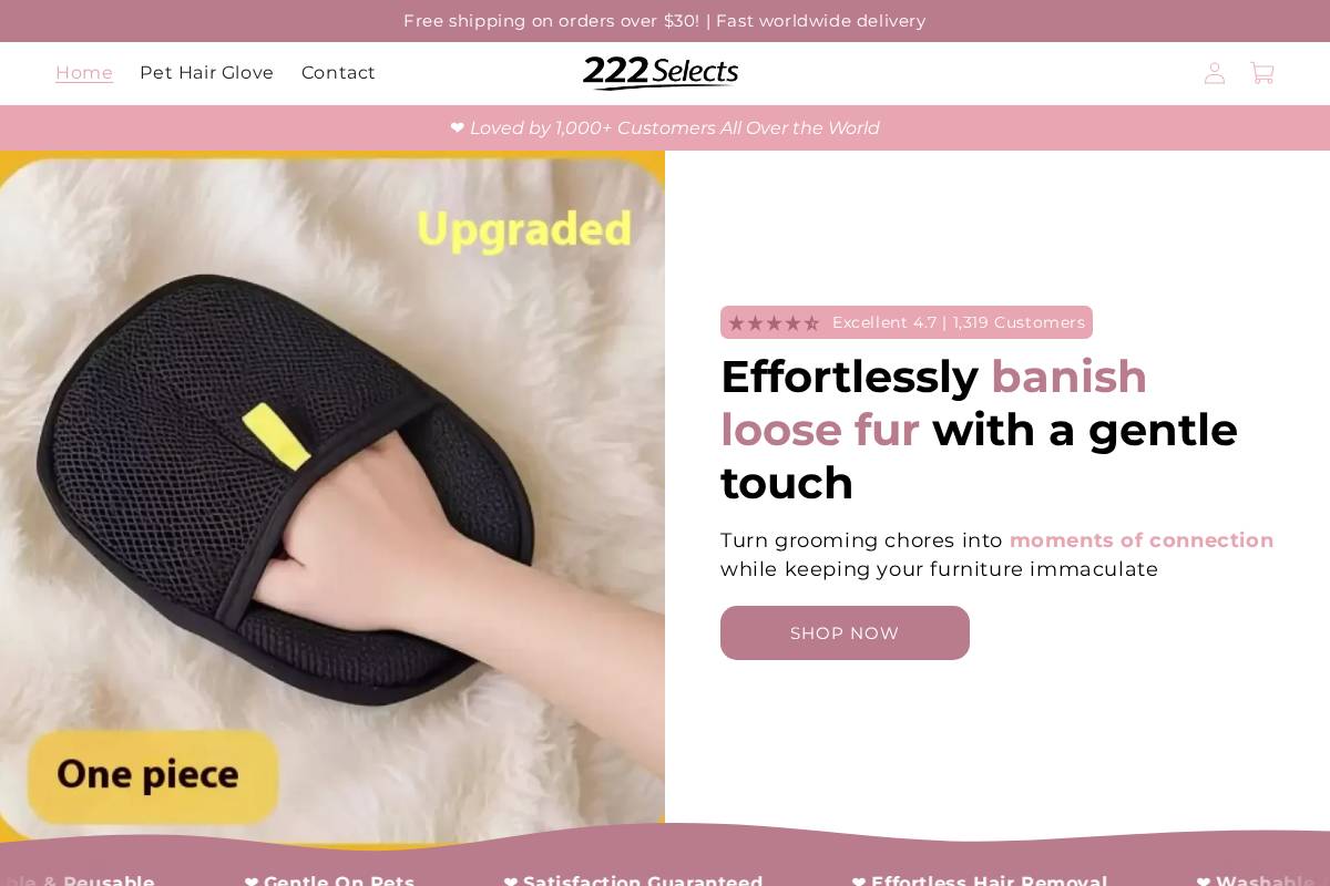 222selects.shop homepage screenshot