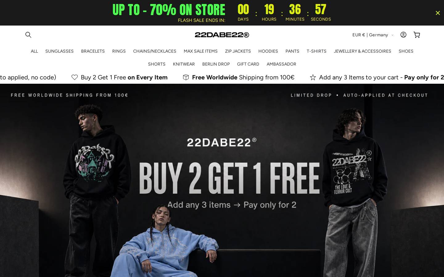 22DABE22® homepage screenshot