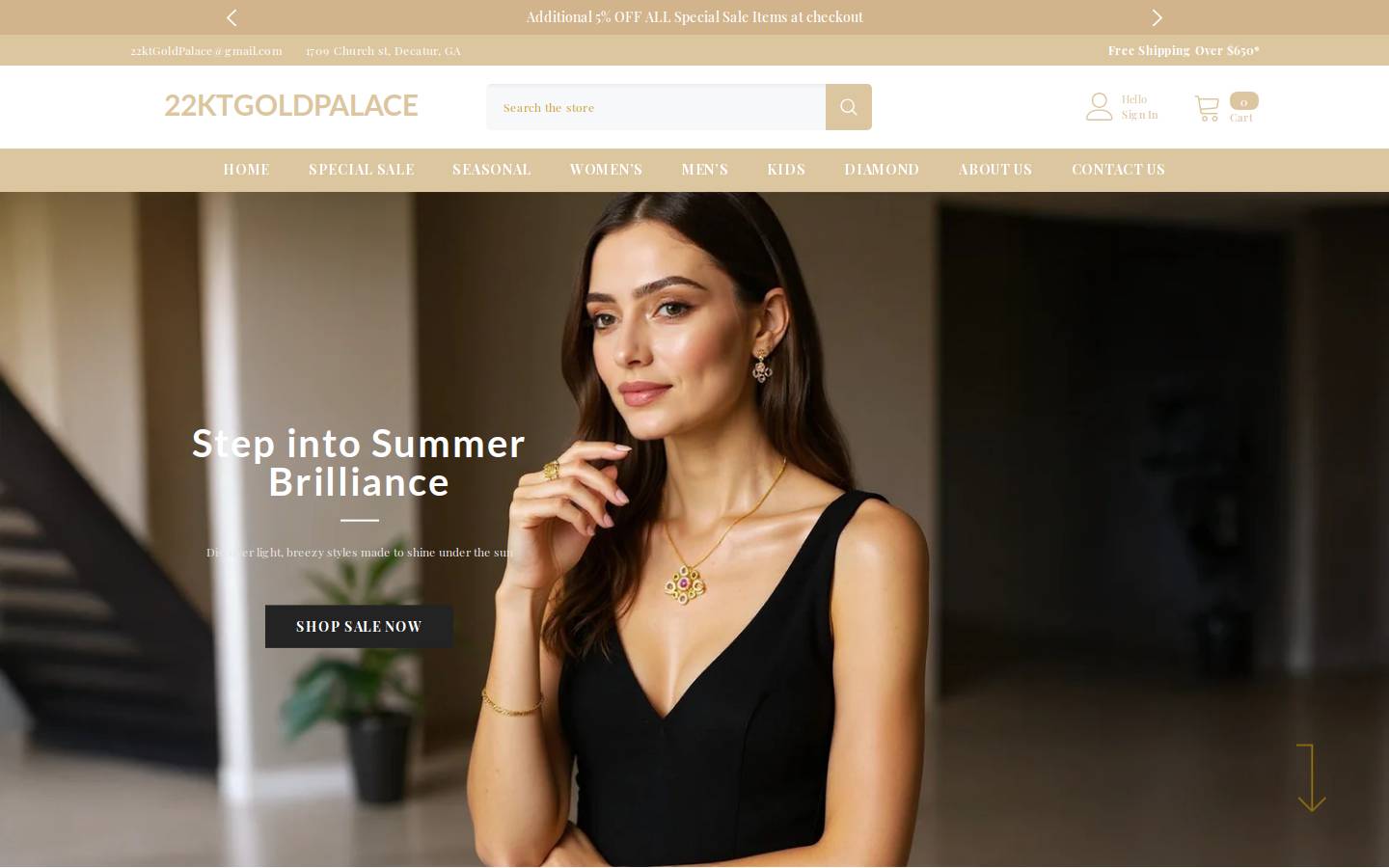 22ktgoldpalace.com homepage screenshot