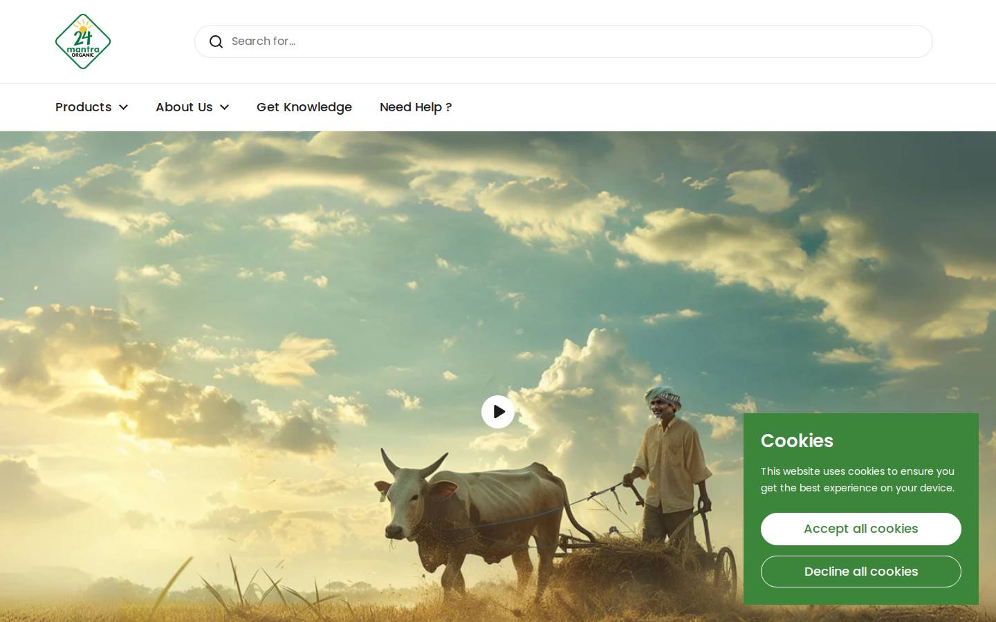 24mantraorganic.com homepage screenshot