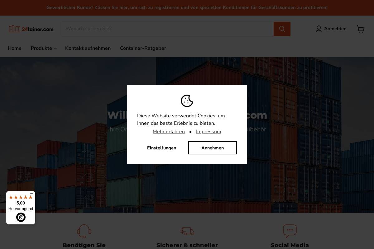 24tainer.com homepage screenshot