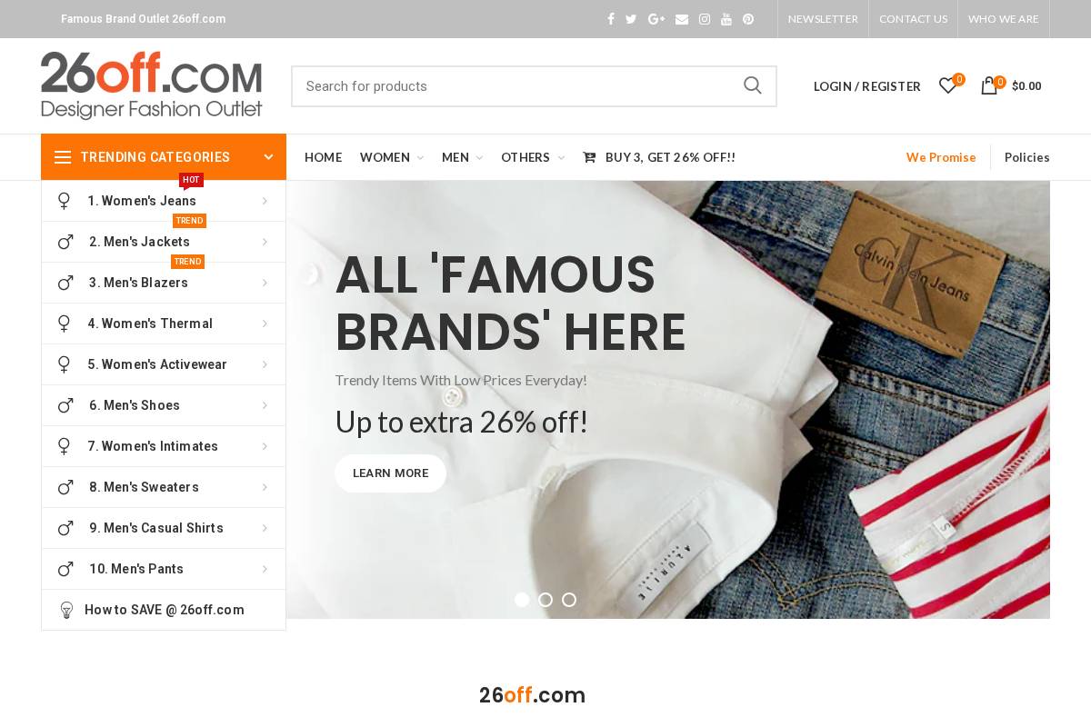 26off.com homepage screenshot