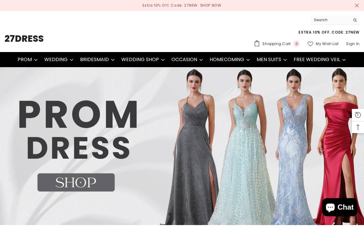 27dress homepage screenshot