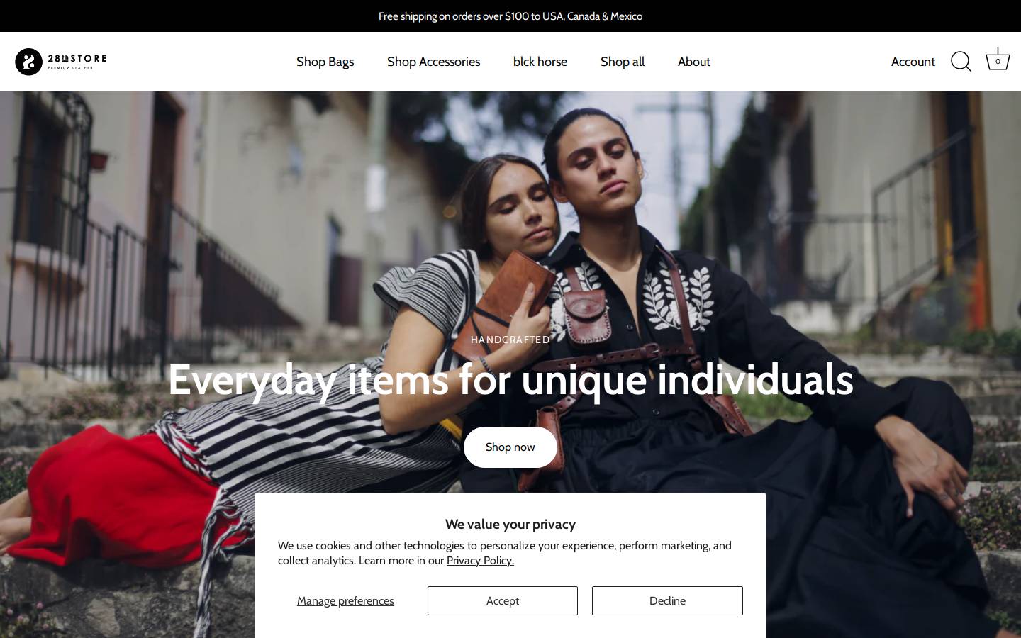 28th.store homepage screenshot