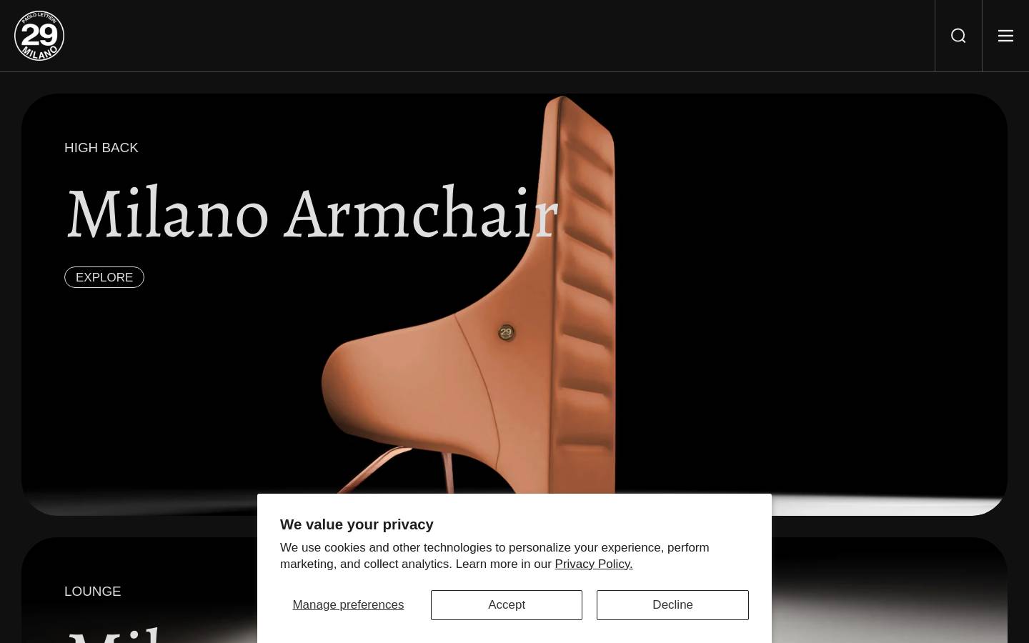 29milano.com homepage screenshot