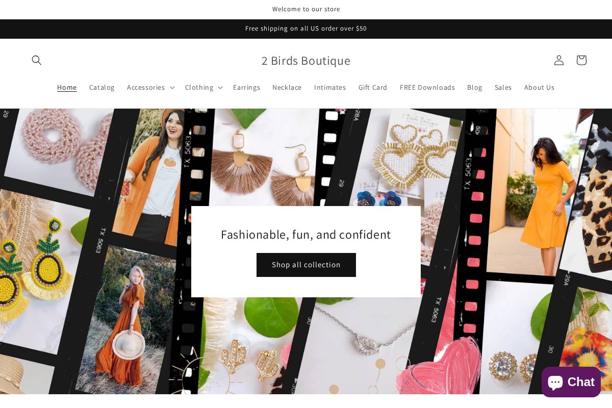 2birdsboutique.com homepage screenshot