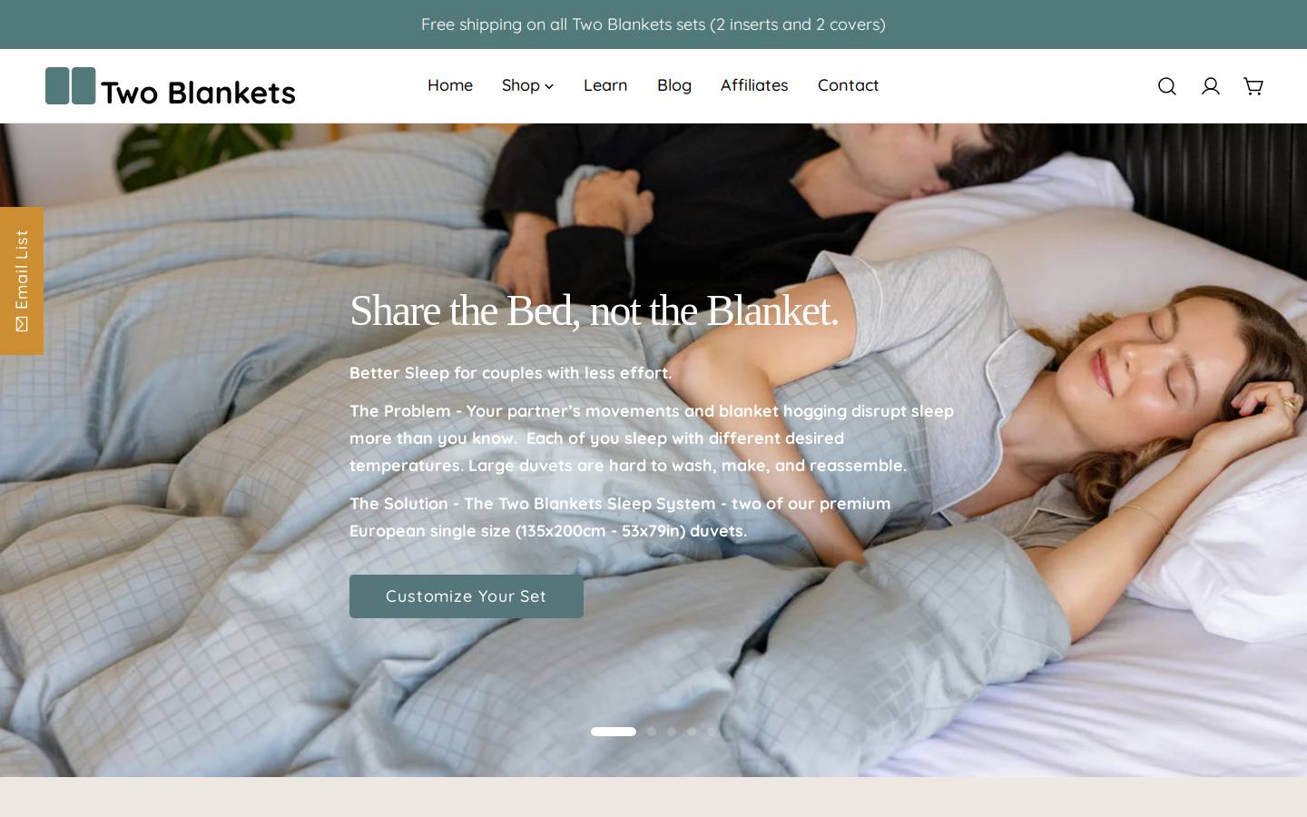 2blankets.com homepage screenshot