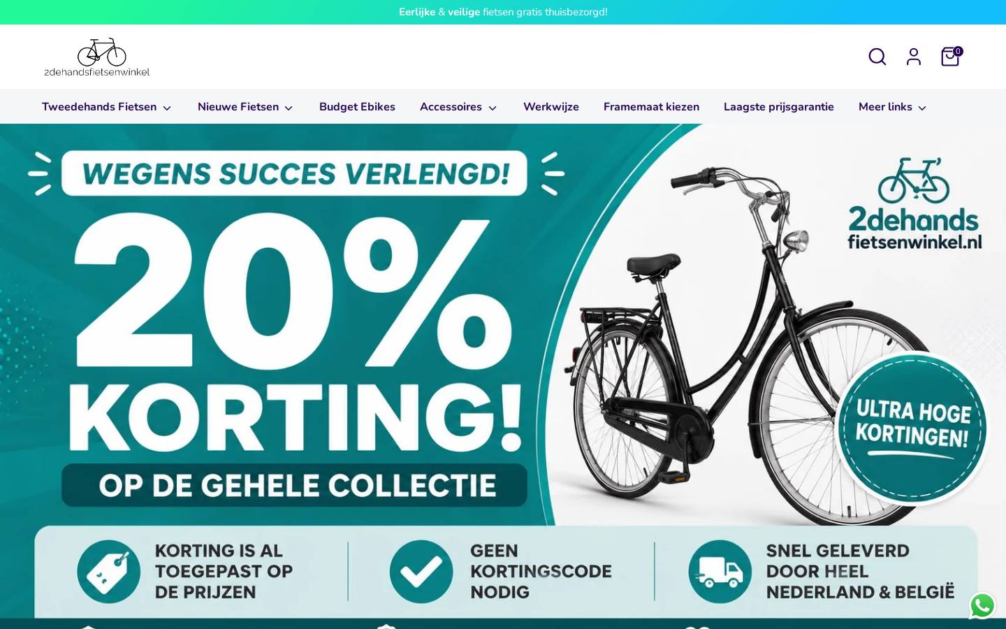 2dehandsfietsenwinkel homepage screenshot