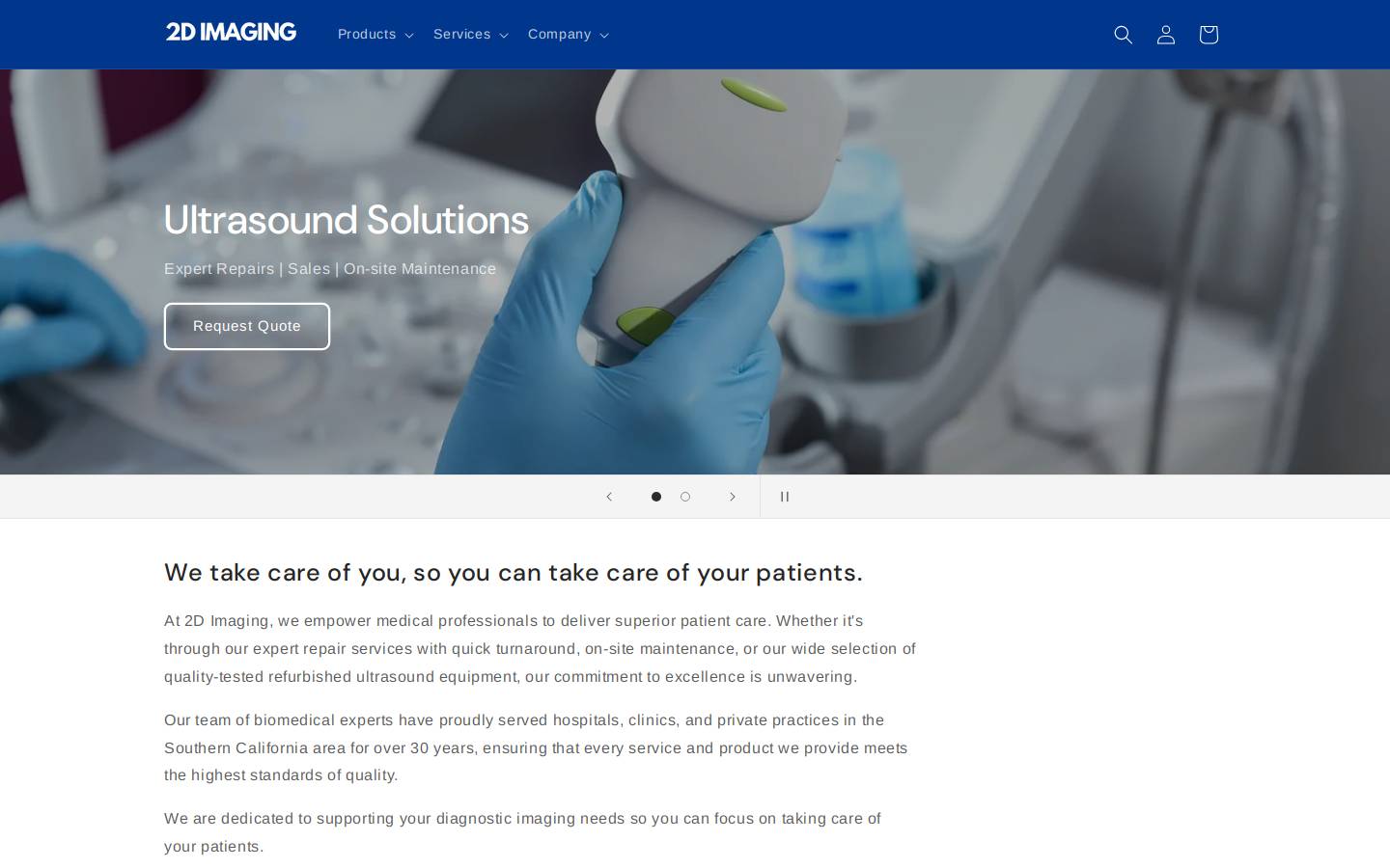 2dimaging.com homepage screenshot