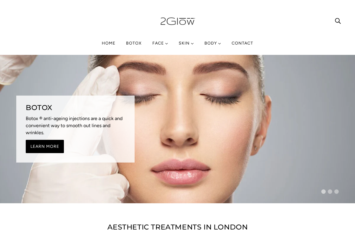 2glow homepage screenshot