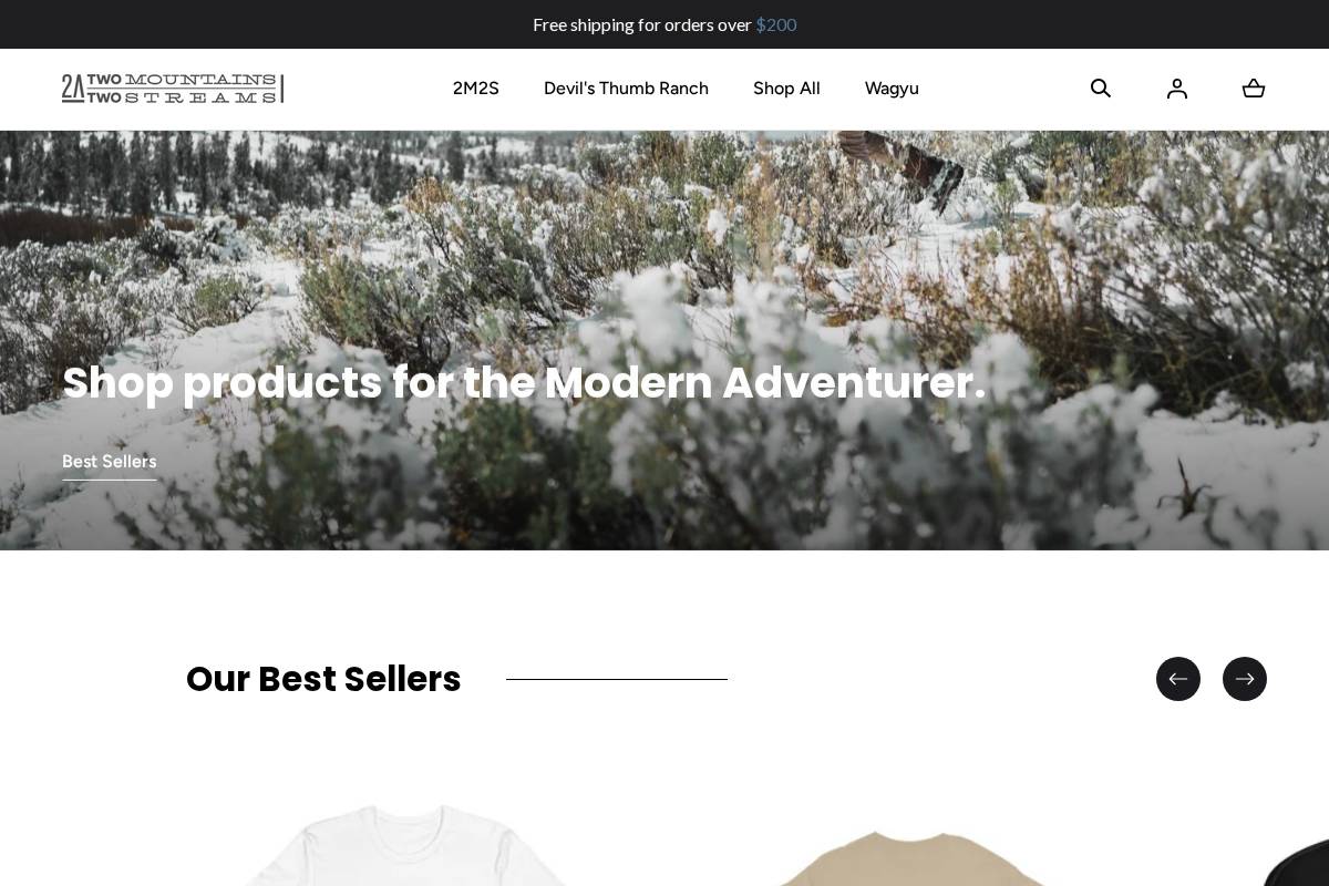 2mountains2streams.com homepage screenshot