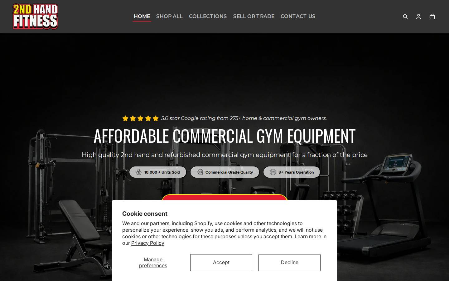 2ndhandfitness.com.au homepage screenshot