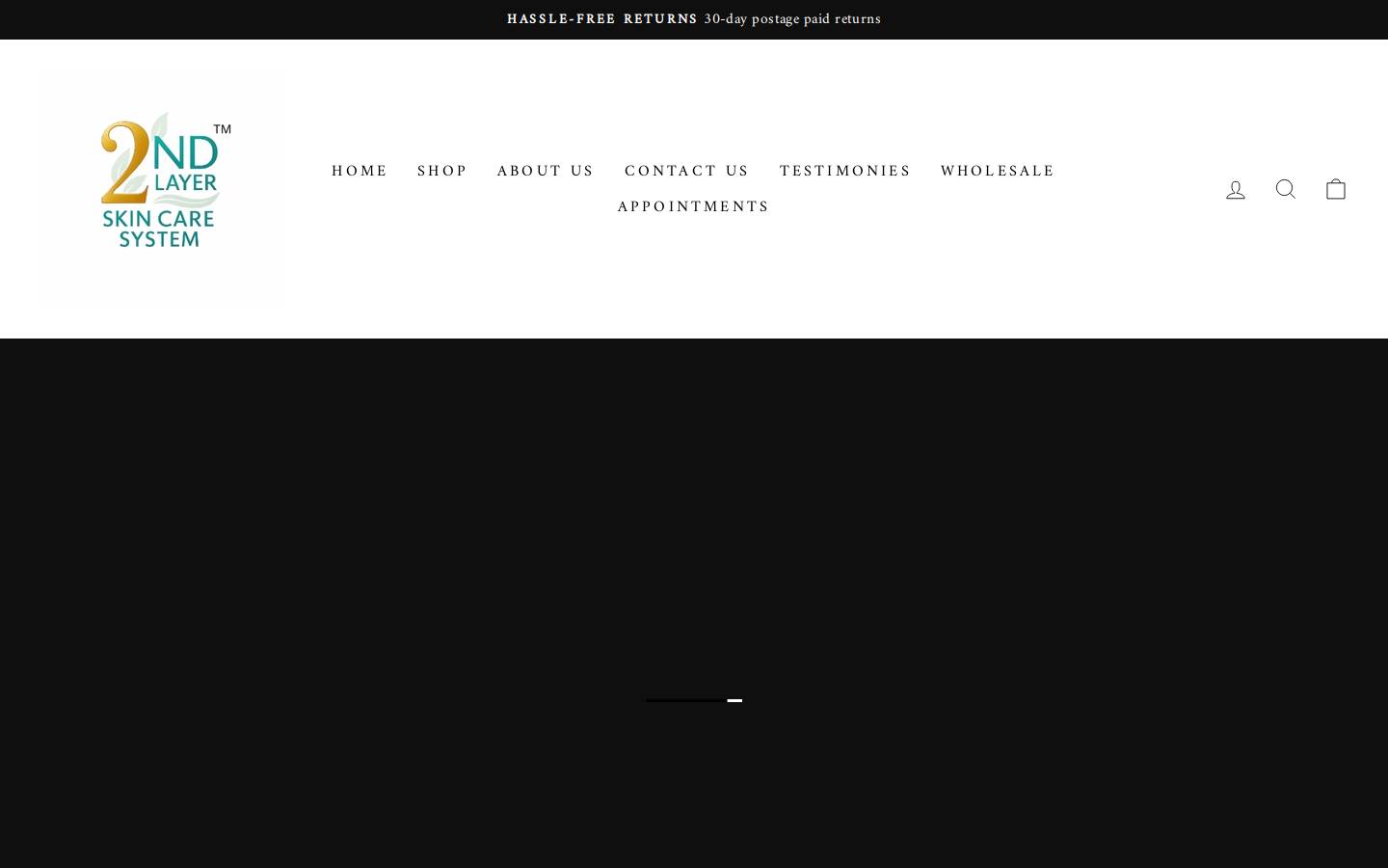 2ndlayerskincare.com homepage screenshot