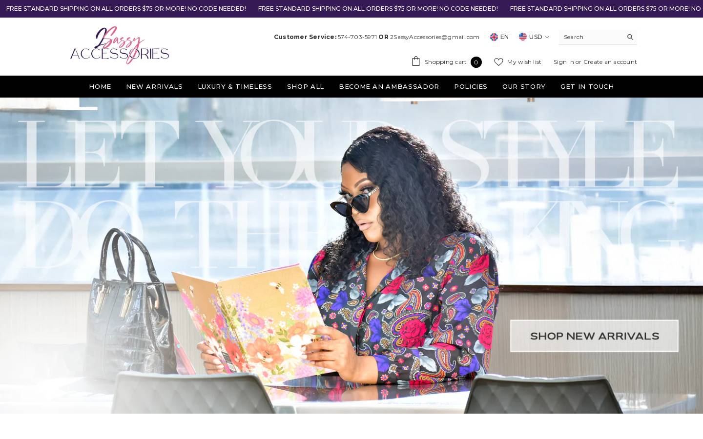 2sassyaccessories.com homepage screenshot