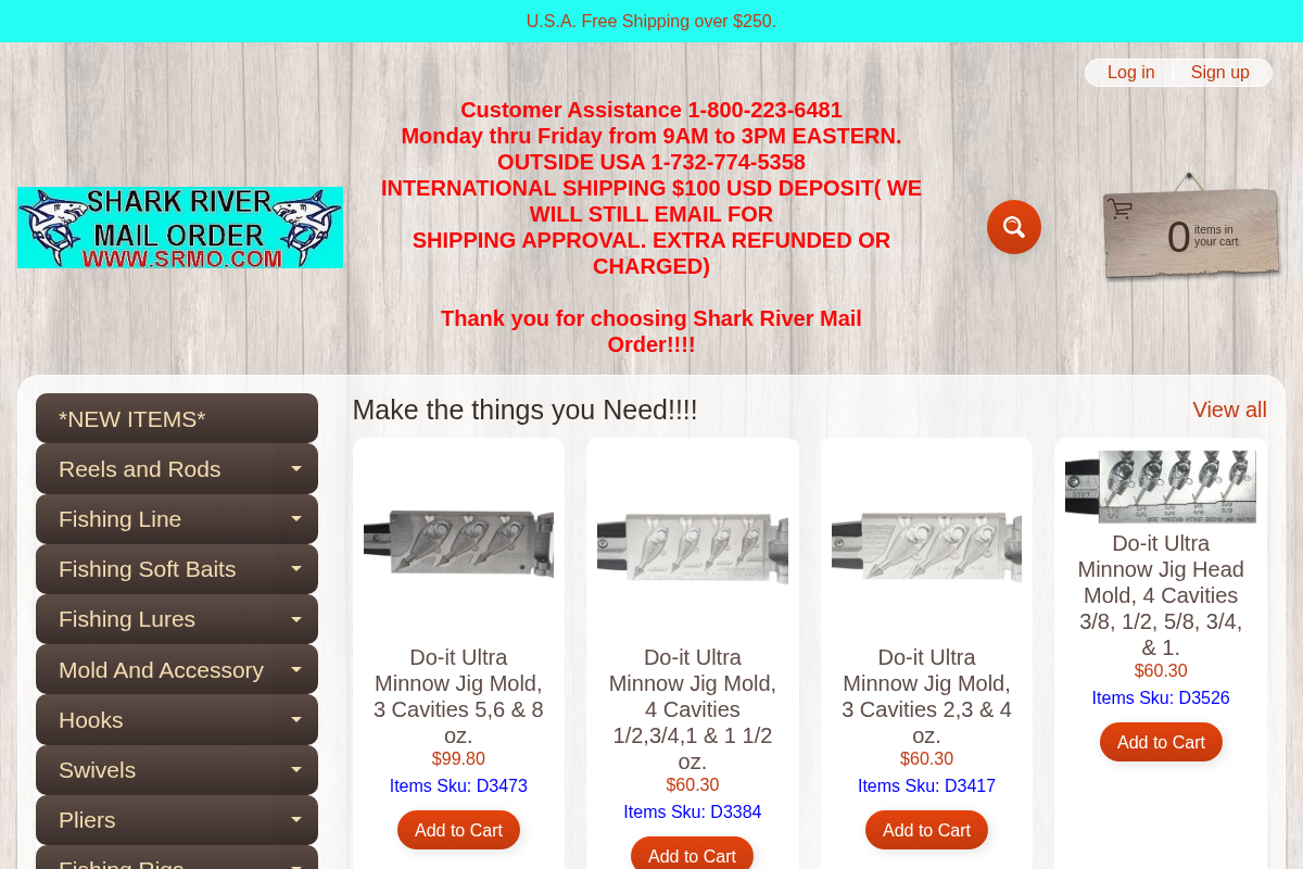 Shark River Mail Order homepage screenshot