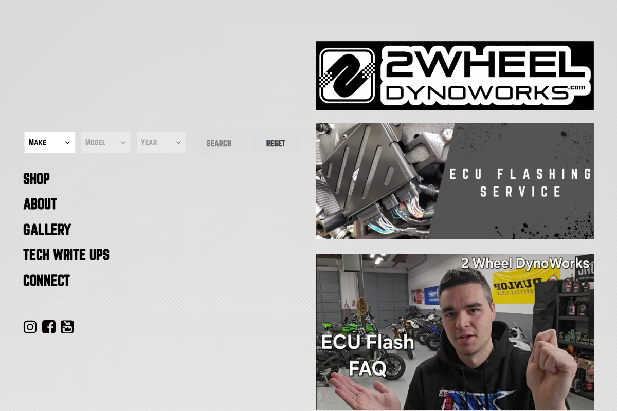 2 Wheel DynoWorks homepage screenshot