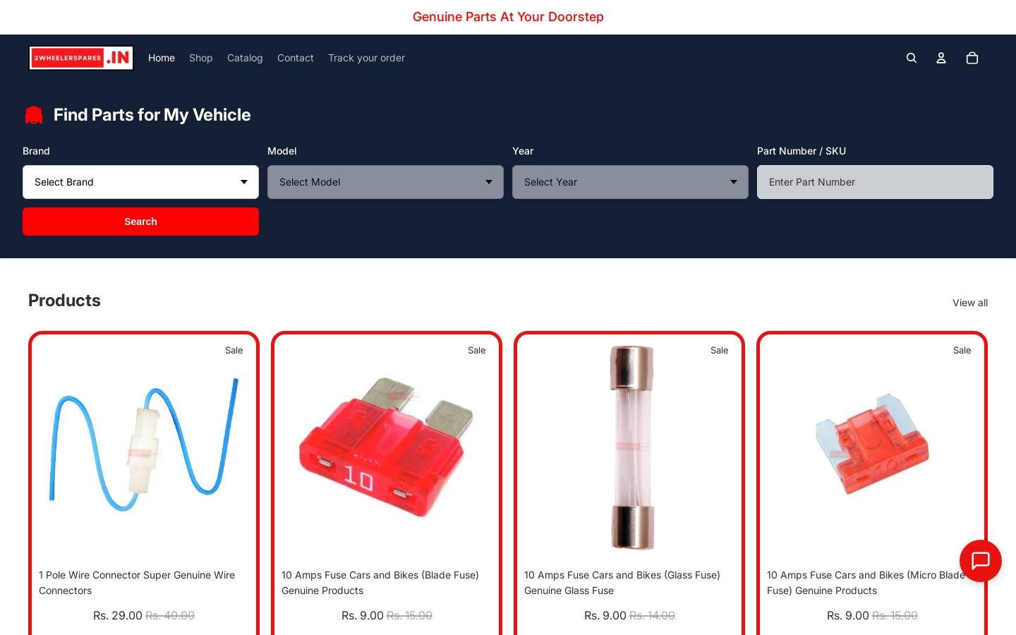2wheelerspares homepage screenshot