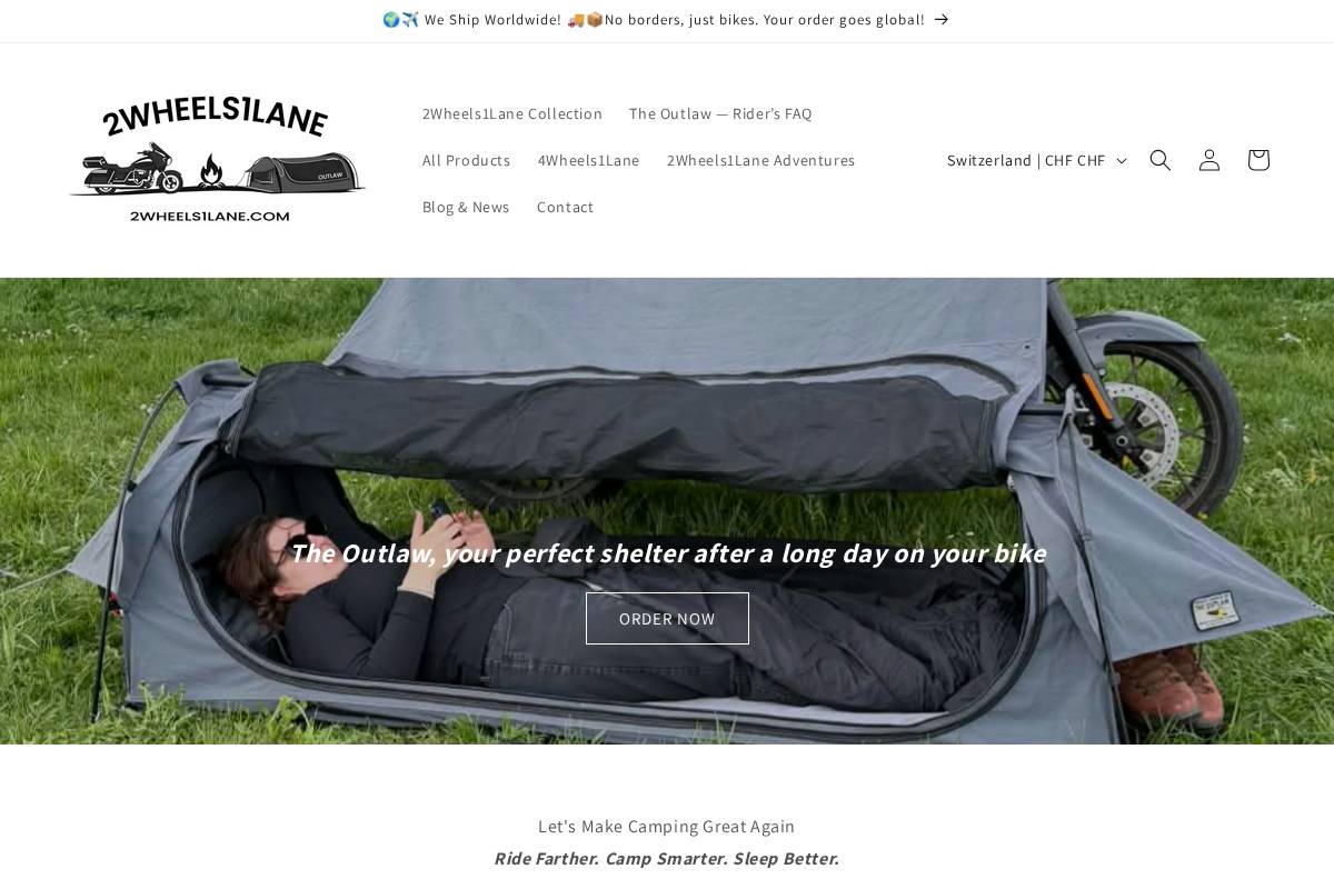 2wheels1lane.com homepage screenshot