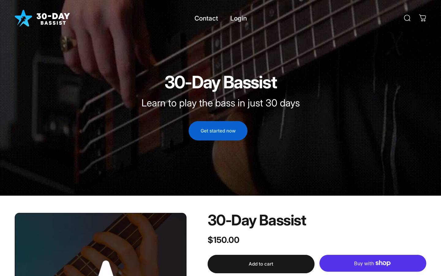30daybassist.com homepage screenshot