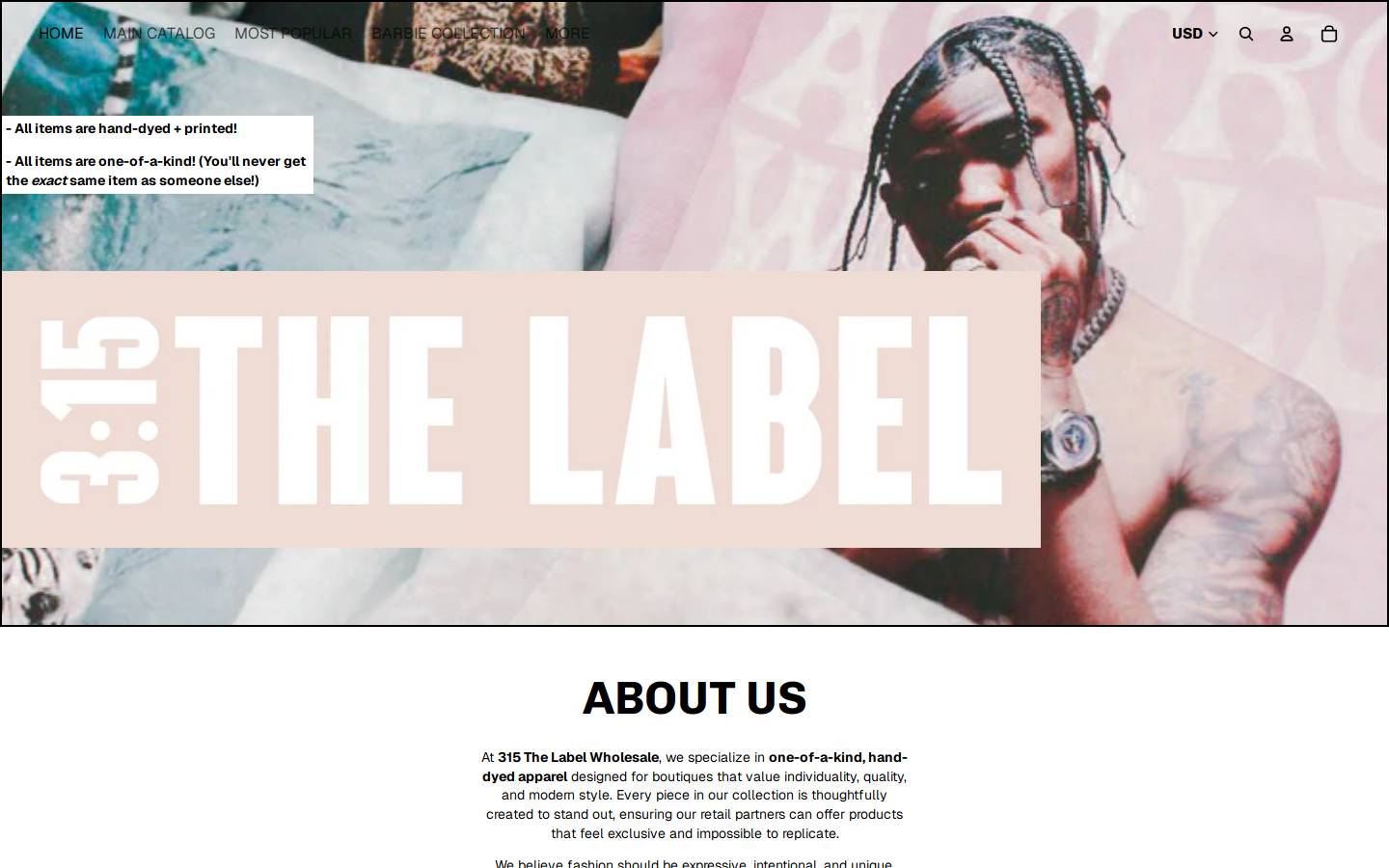 315thelabelwholesale.com homepage screenshot
