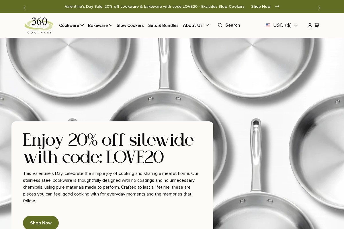 360cookware.com homepage screenshot