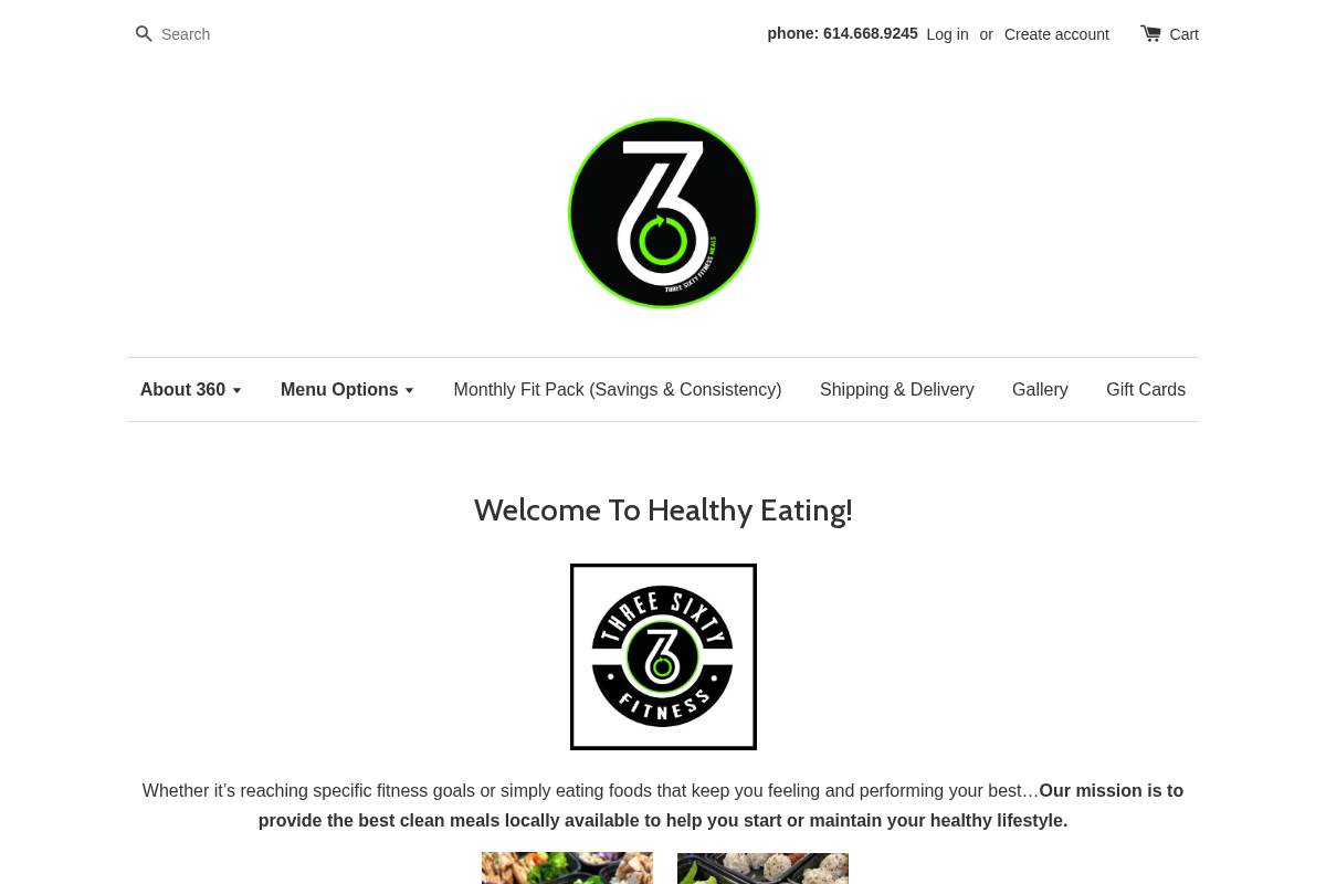 360fitnessmeals.com homepage screenshot